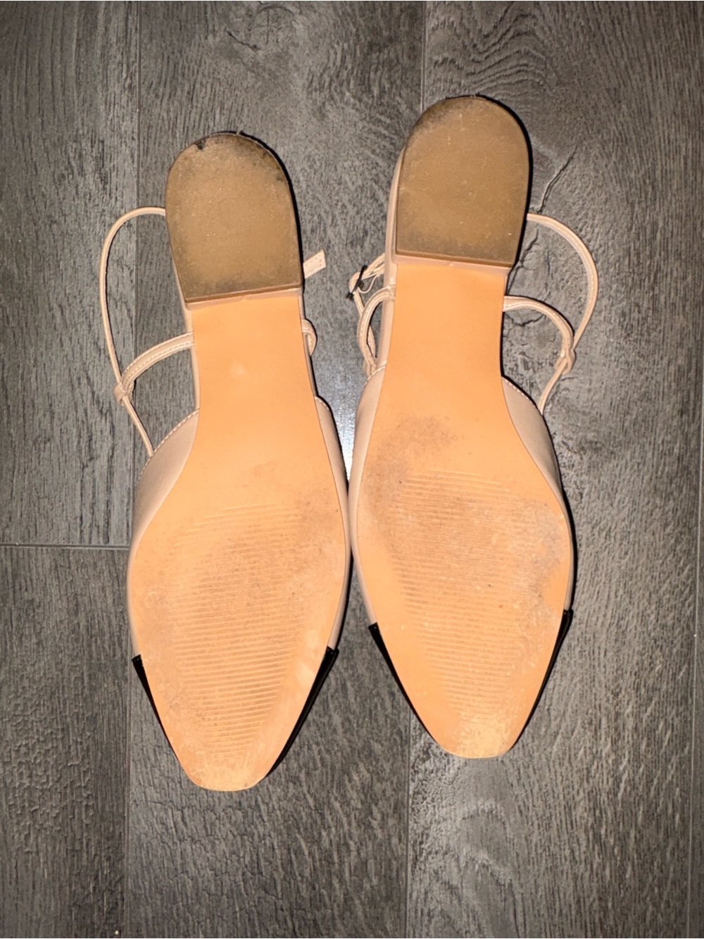 JustFab Two-Tone Slingback Flats in Beige and Black - Picture 4 of 4
